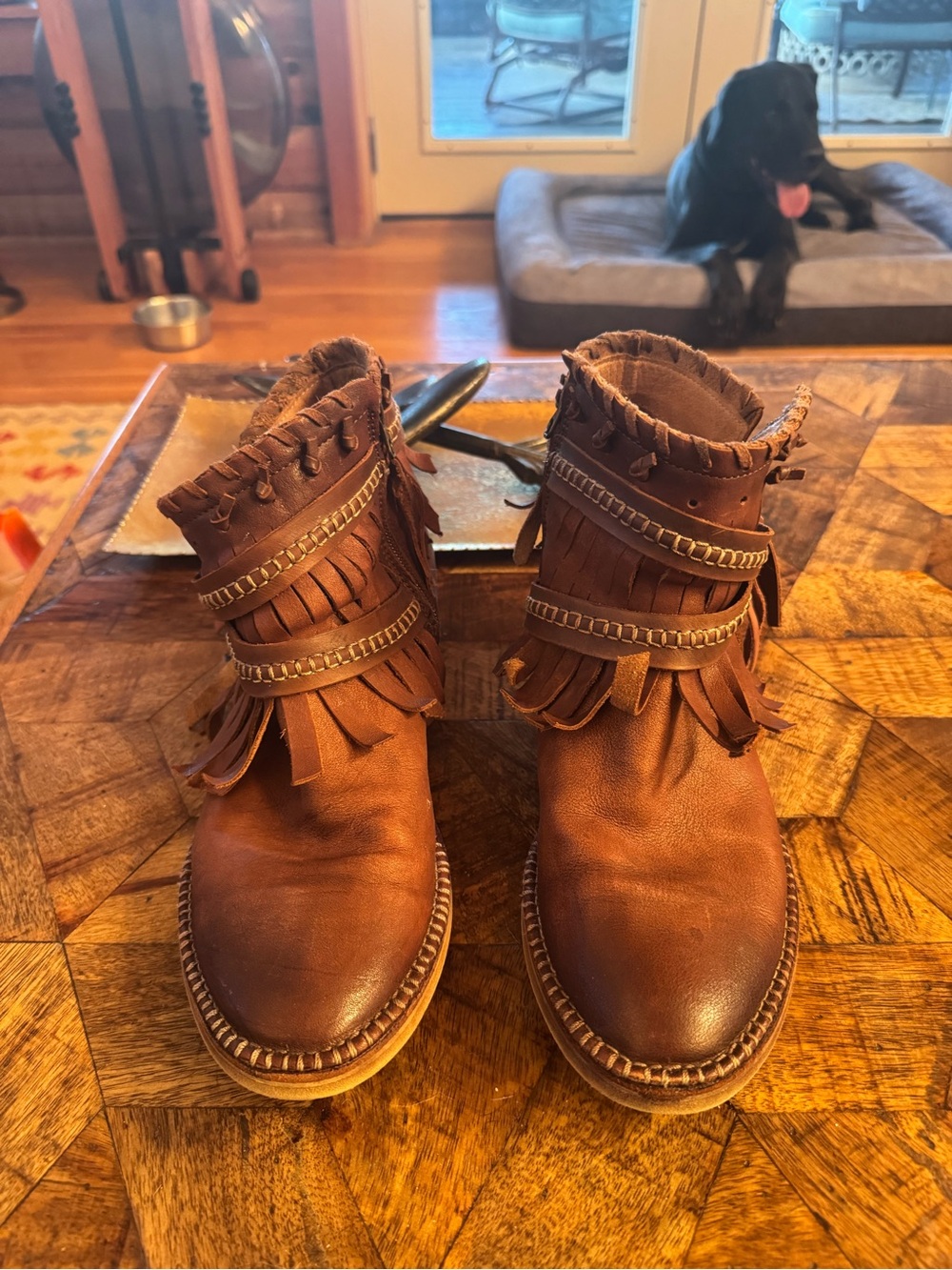 Sesto Meucci Boho Women's Brown Fringe Leather Ankle Boots